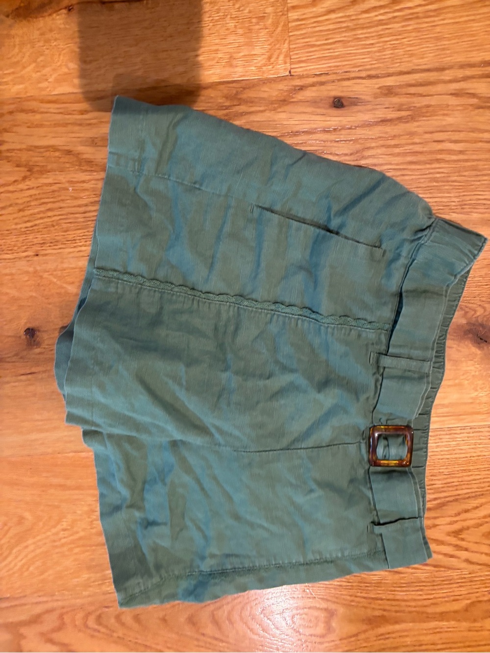 Janie and Jack Olive Green Flat-Front Shorts with Buckle